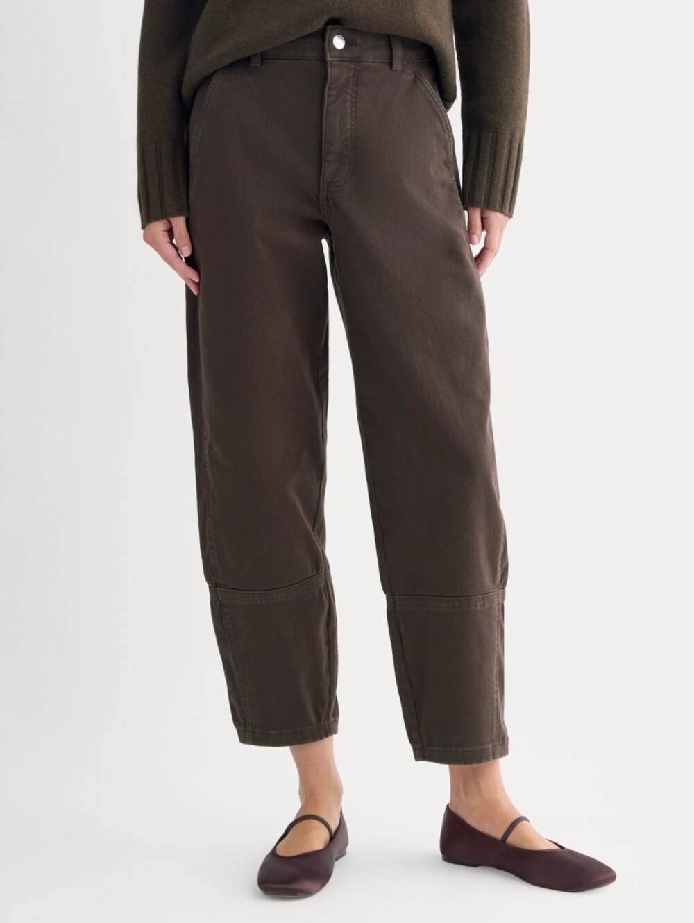 Everlane The Utility Barrel Pant Brown Organic Cotton Size 6